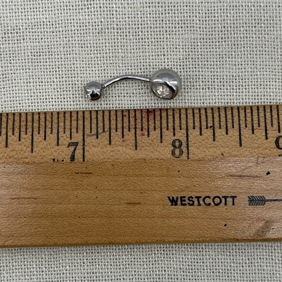 Surgical Steel Belly Navel Ring Bar Double Crystal Body Piercing Jewelry - Picture 6 of 6